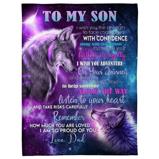 To My Son - From Dad - Wolfblanket - A354 - Premium Blanket