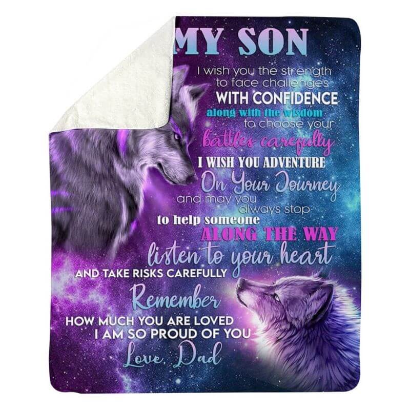 To My Son - From Dad - Wolfblanket - A354 - Premium Blanket