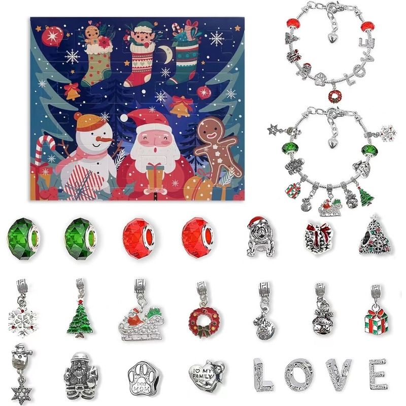 24 Days Countdown Calendar DIY Christmas Advent Calendar Bracelets Set